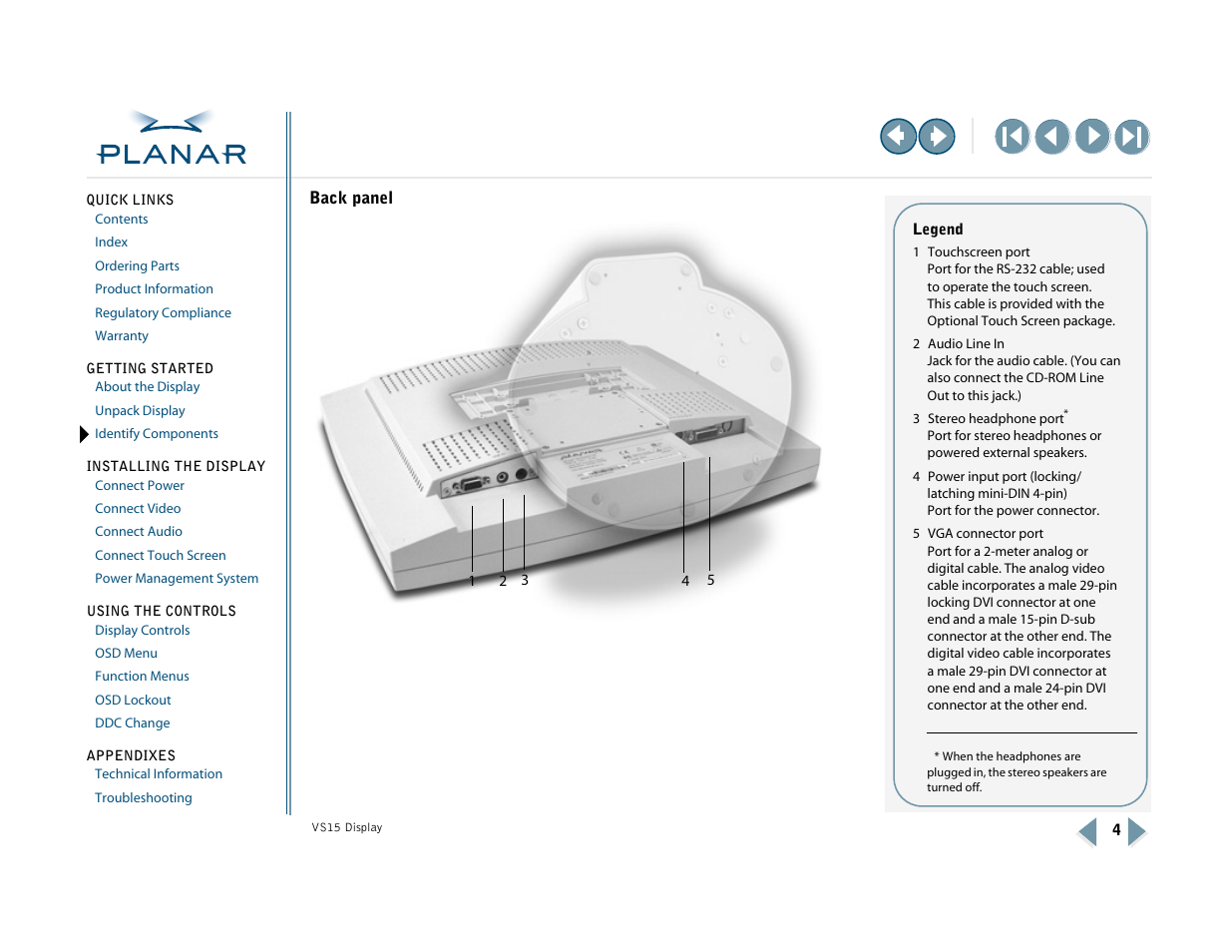 Back panel, More | Planar VS15XAD-TR User Manual | Page 12 / 37