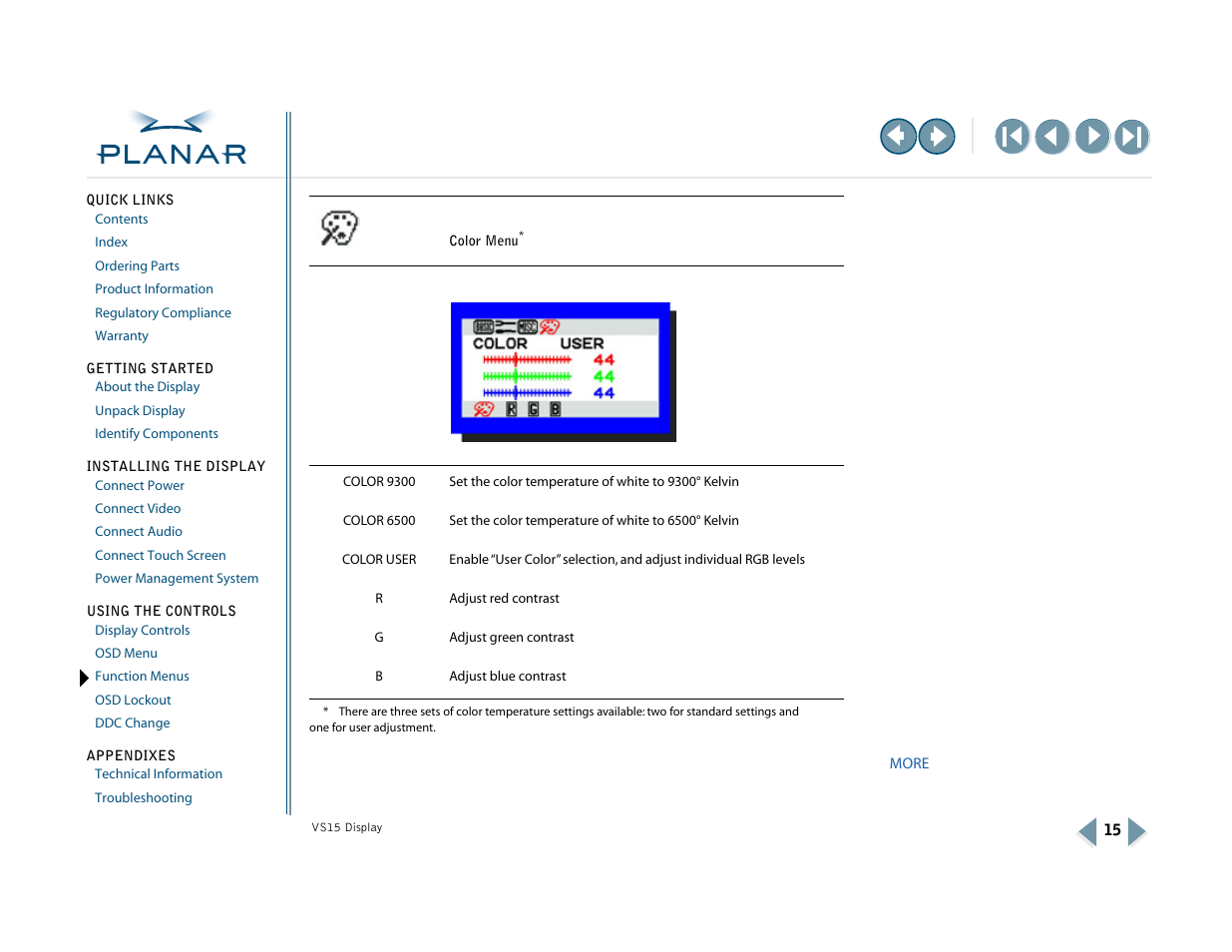 More | Planar VS15XAD-TR User Manual | Page 23 / 37