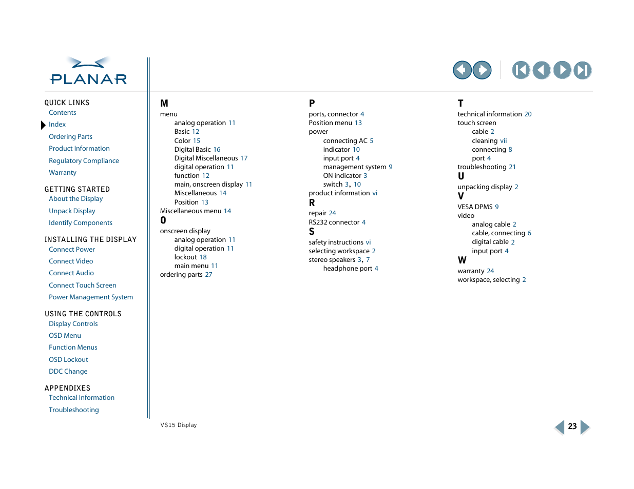 Planar VS15XAD-TR User Manual | Page 31 / 37