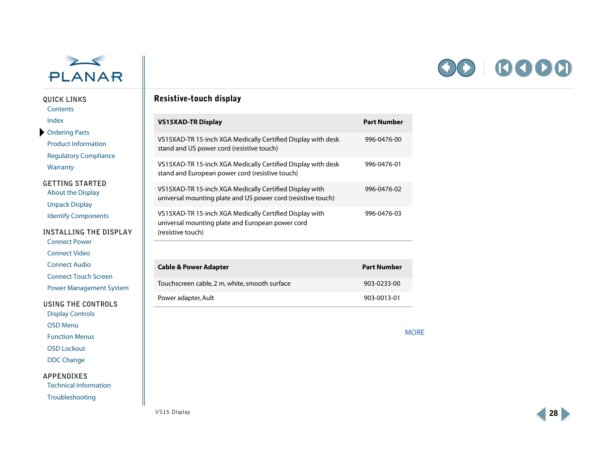 Resistive-touch display, More | Planar VS15XAD-TR User Manual | Page 36 / 37
