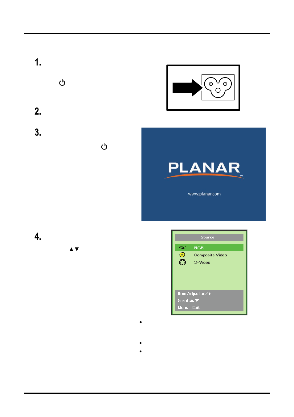 Starting and shutting down the projector, Tarting and, Hutting down the | Rojector | Planar PR Line PR6022 User Manual | Page 19 / 57