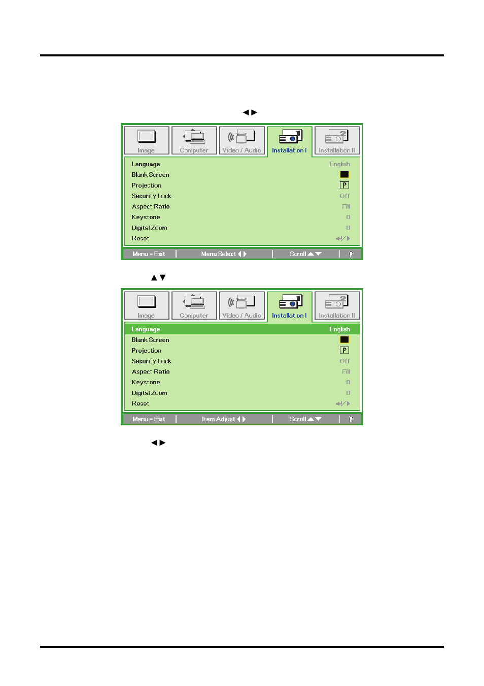Setting the osd language, Etting the, Osd l | Anguage | Planar PR Line PR6022 User Manual | Page 27 / 57