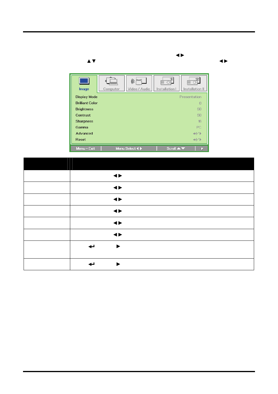 Image menu, Mage | Planar PR Line PR6022 User Manual | Page 30 / 57