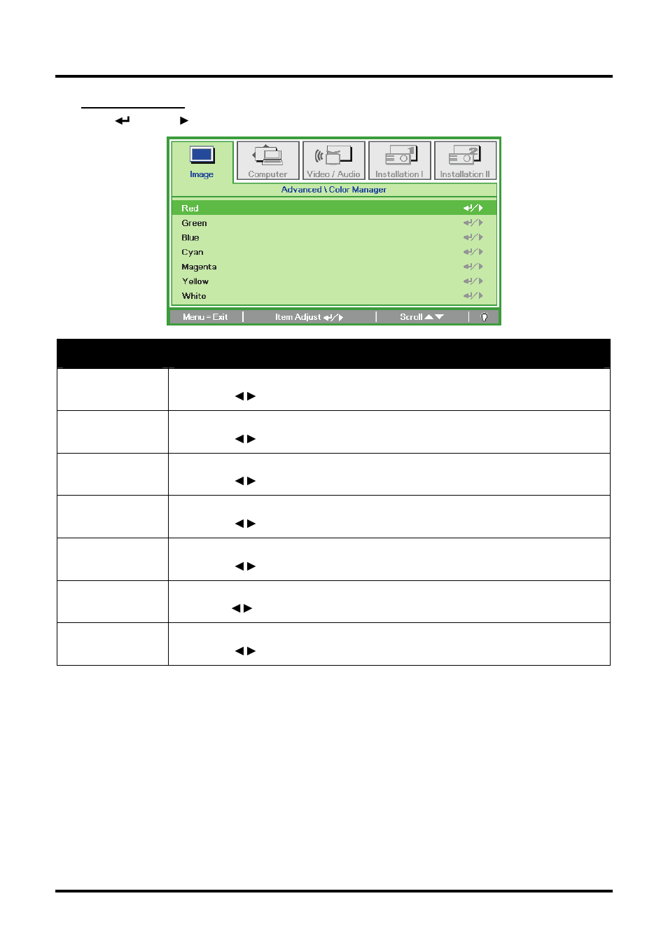 Color manager | Planar PR Line PR6022 User Manual | Page 32 / 57