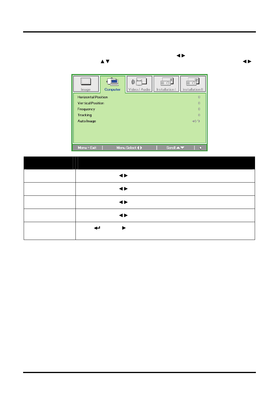 Computer menu, Omputer | Planar PR Line PR6022 User Manual | Page 33 / 57