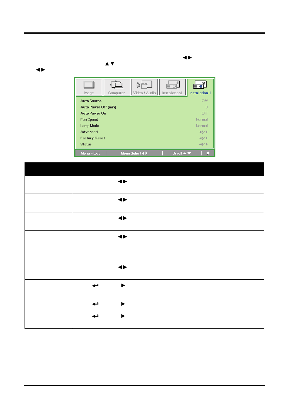 Installation ii menu, Nstallation, Ii m | Planar PR Line PR6022 User Manual | Page 37 / 57