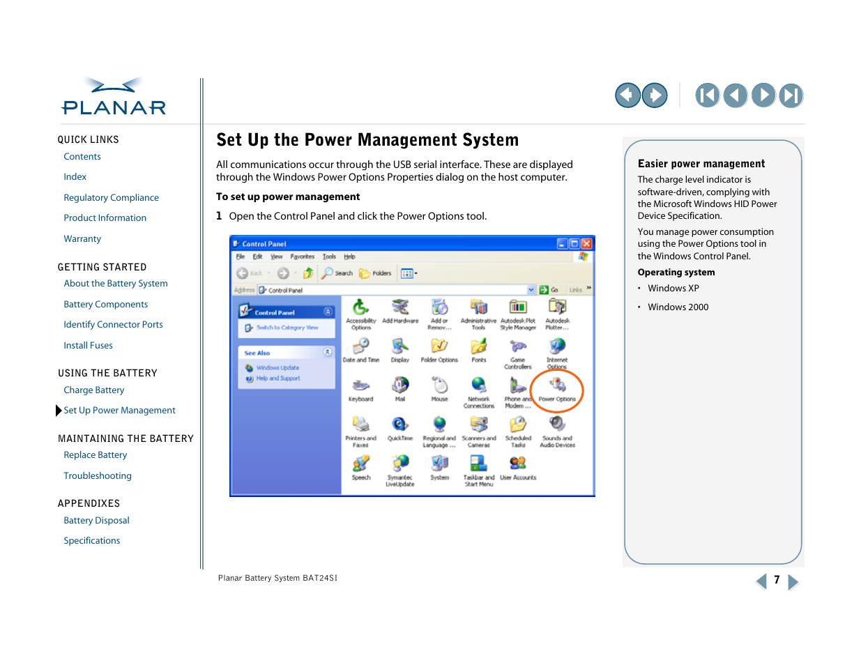 Set up power management system, Set up power management, Set up the power management system | Planar BAT24SI User Manual | Page 12 / 31