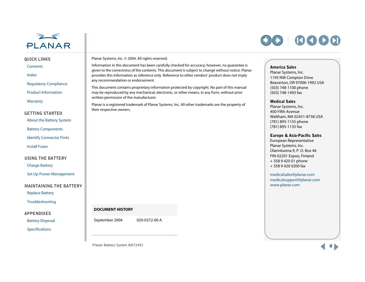 Planar BAT24SI User Manual | Page 2 / 31