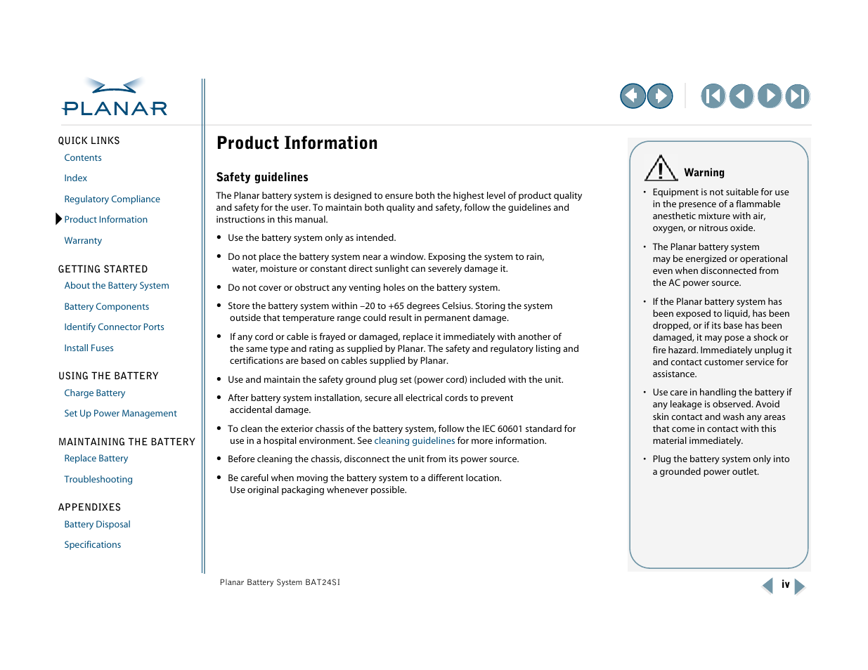 Product information, Safety guidelines | Planar BAT24SI User Manual | Page 4 / 31