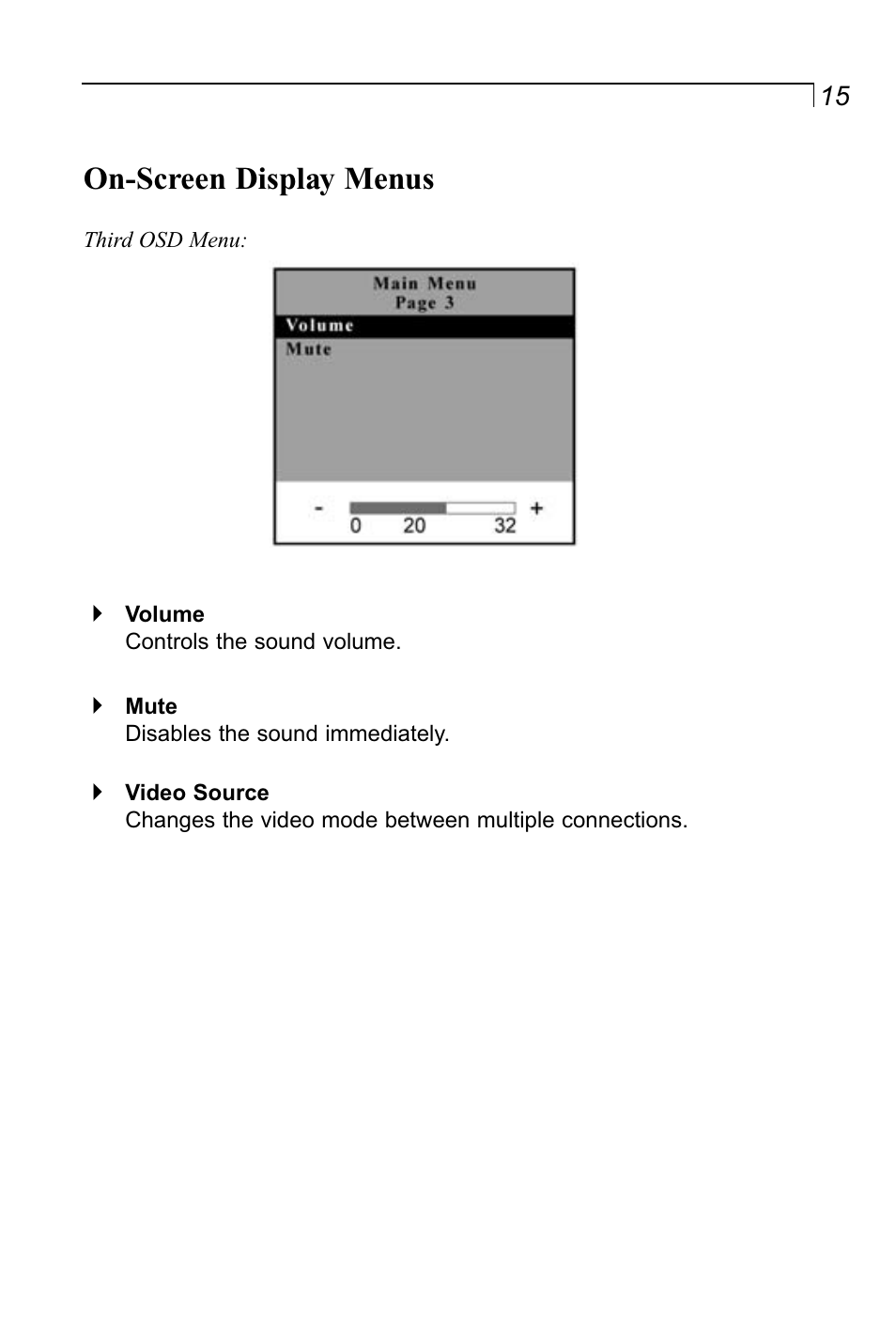 On-screen display menus | Planar LA1910RTC User Manual | Page 15 / 22