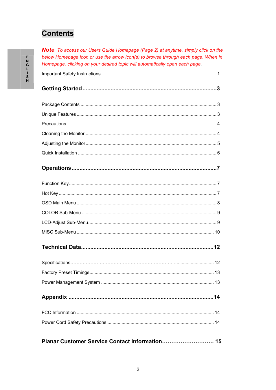 Planar PL170M User Manual | Page 3 / 16