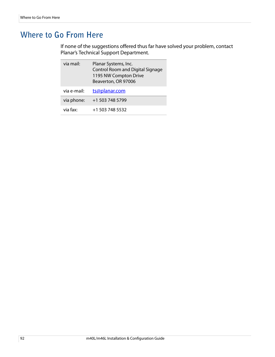 Where to go from here | Planar M46L User Manual | Page 102 / 116