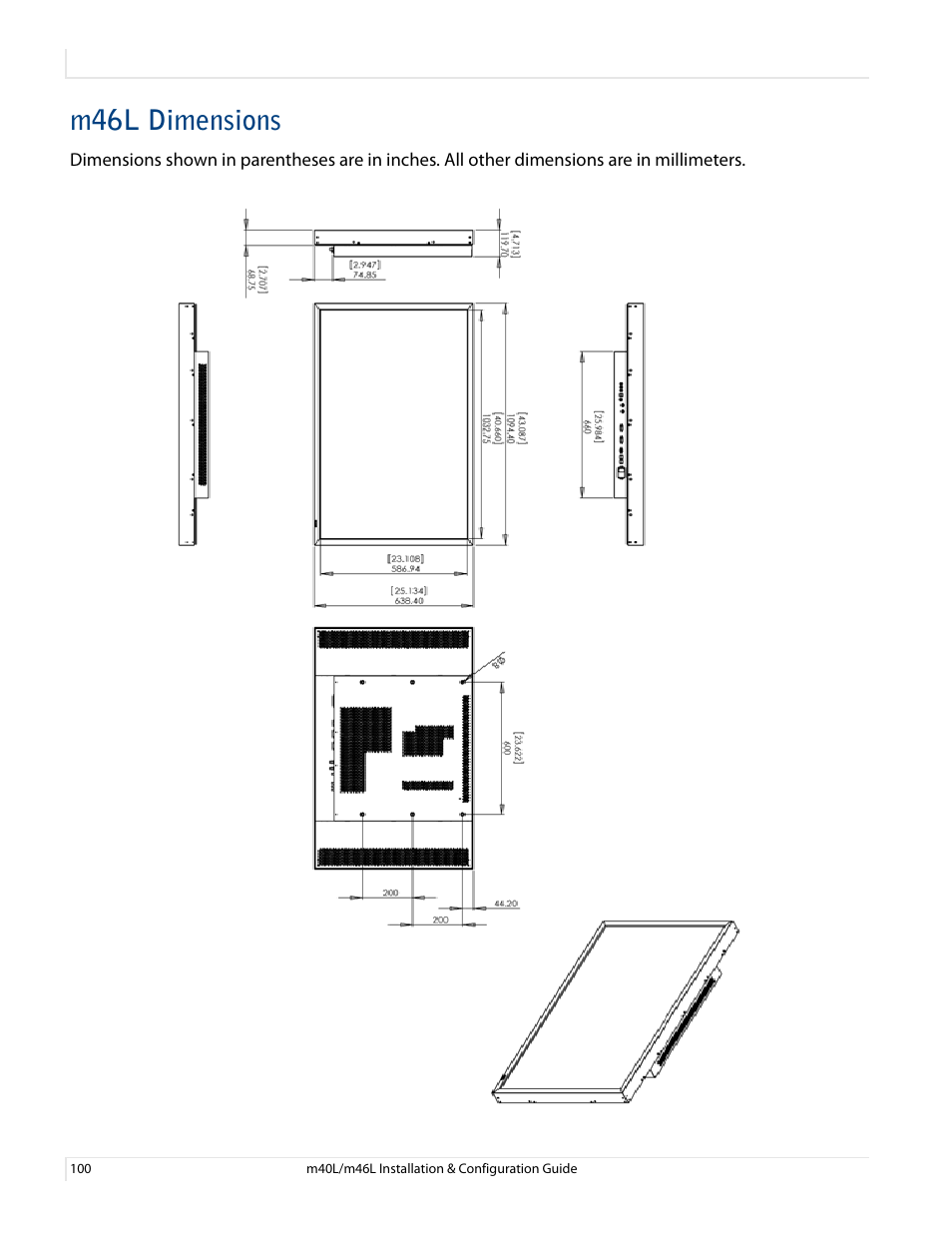 M46l dimensions | Planar M46L User Manual | Page 110 / 116