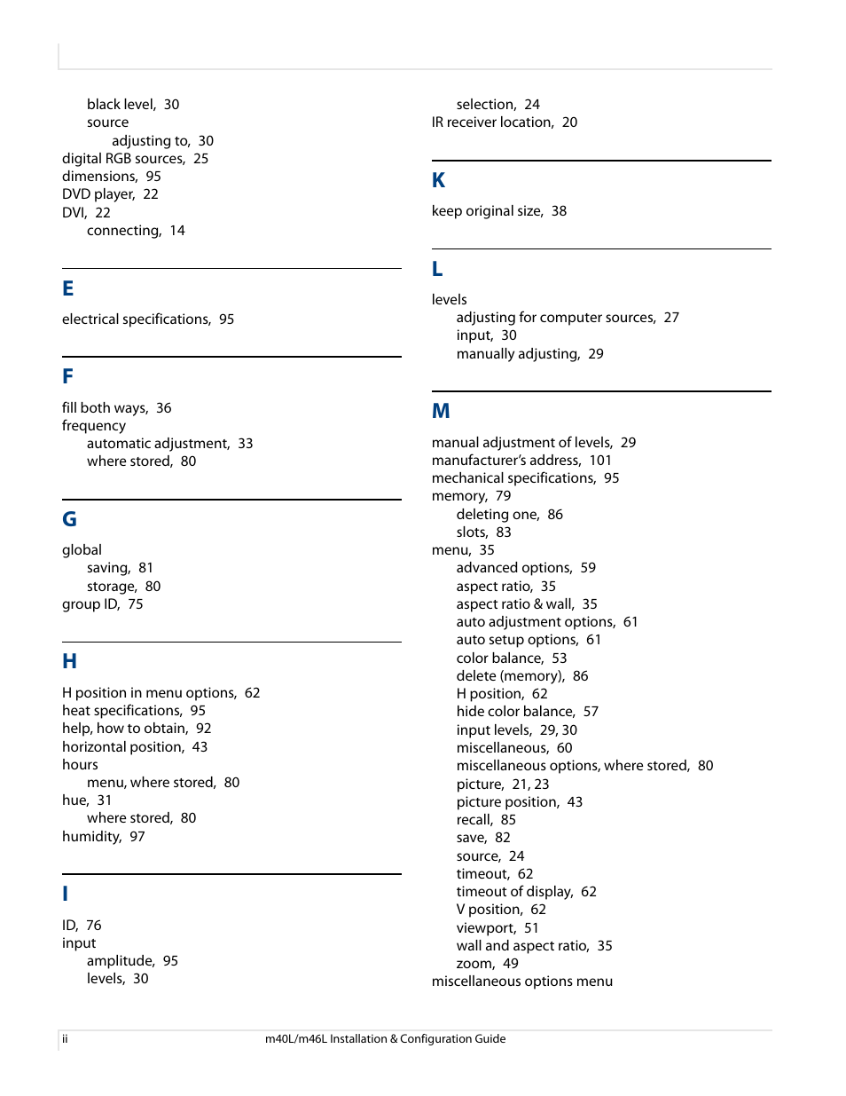 Planar M46L User Manual | Page 114 / 116