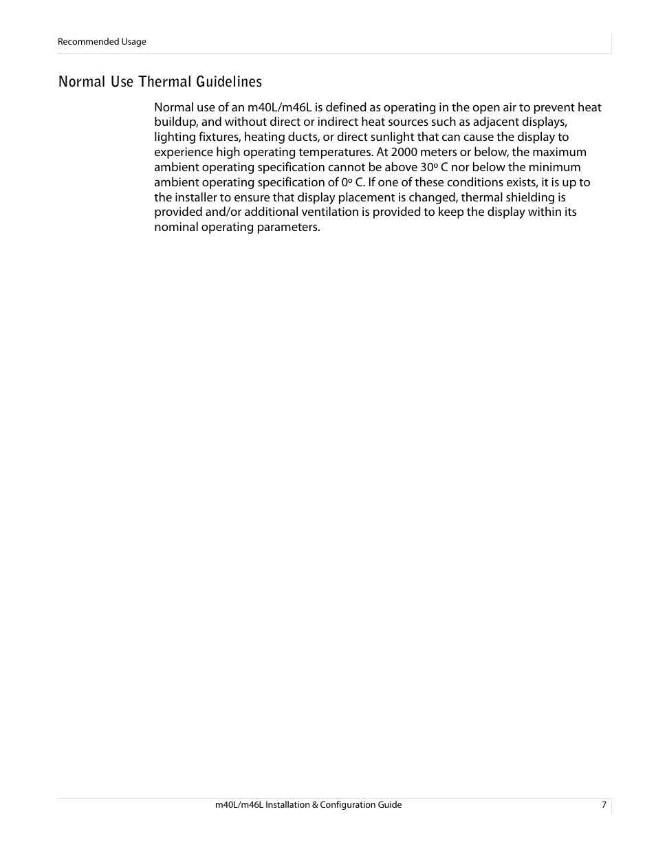 Normal use thermal guidelines | Planar M46L User Manual | Page 17 / 116