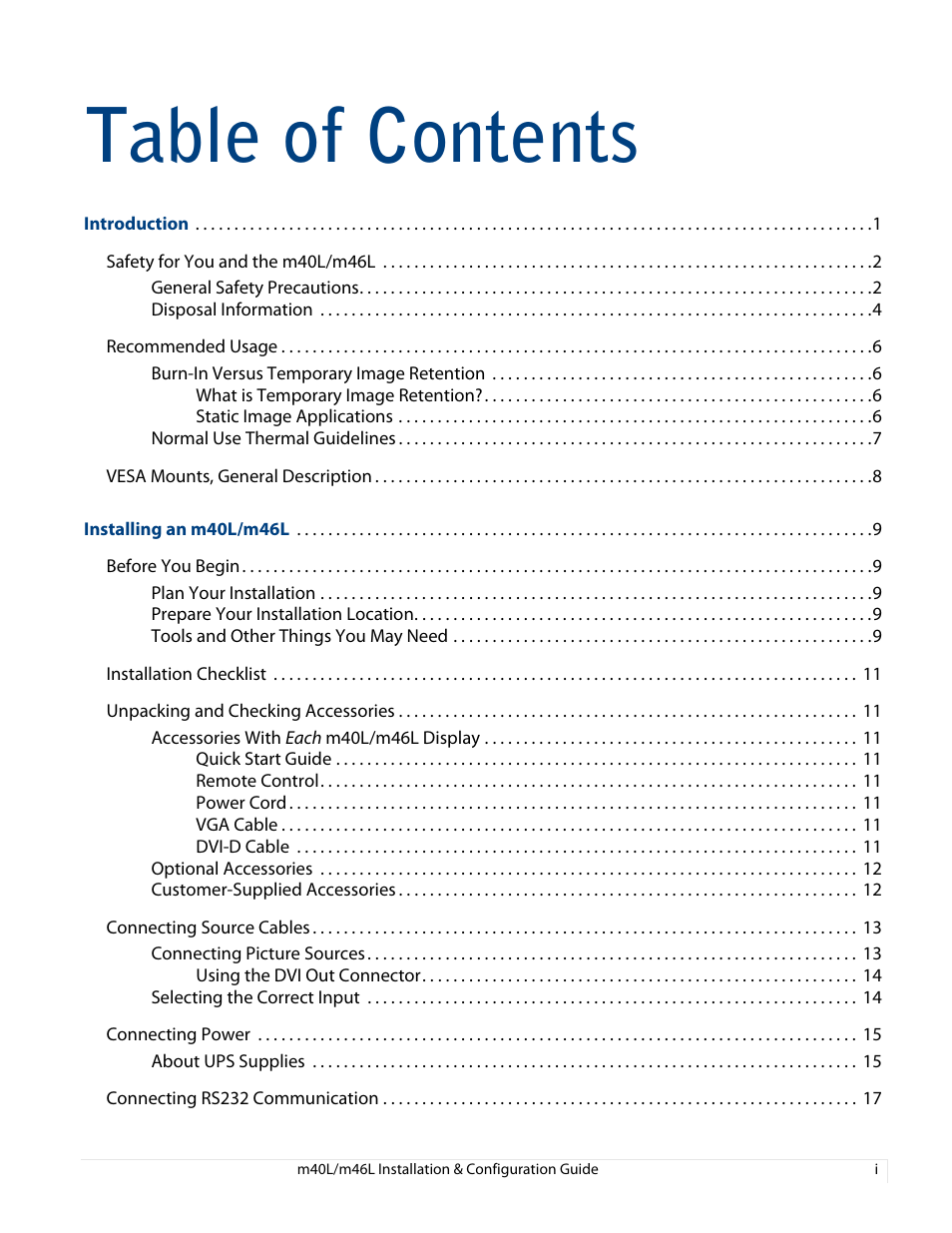Planar M46L User Manual | Page 5 / 116