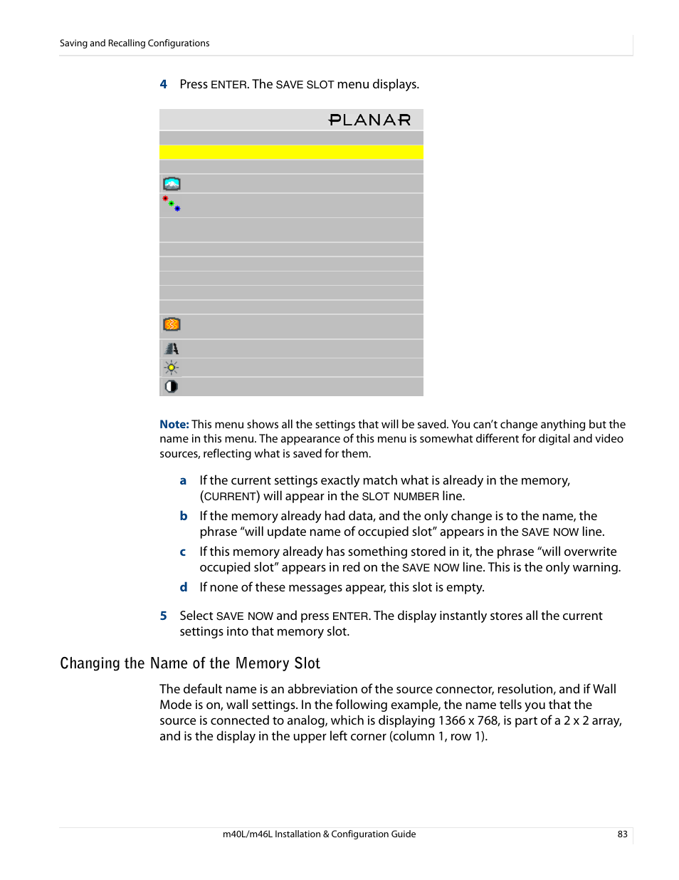 Changing the name of the memory slot | Planar M46L User Manual | Page 93 / 116