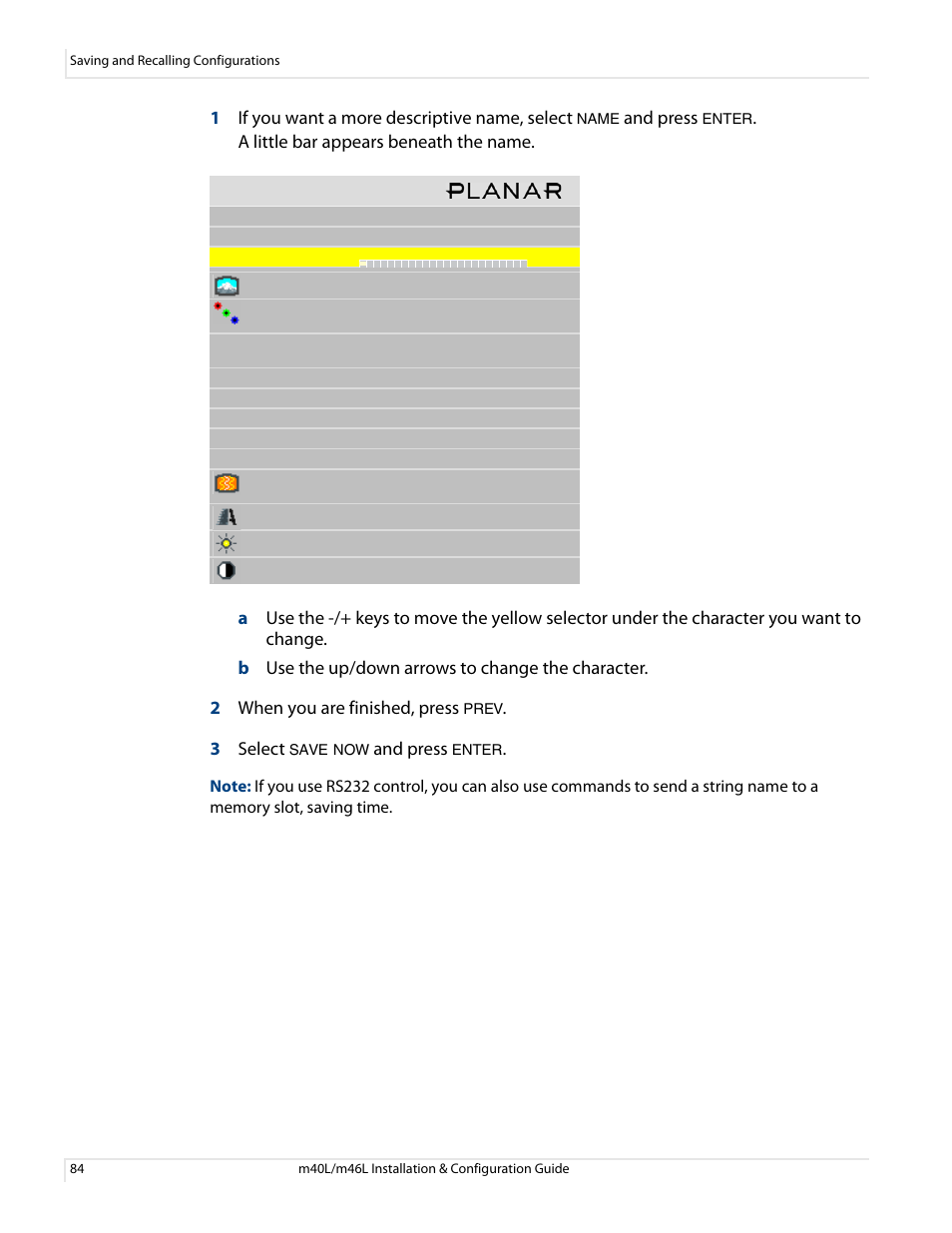 1if you want a more descriptive name, select, And press, 3 select | Planar M46L User Manual | Page 94 / 116