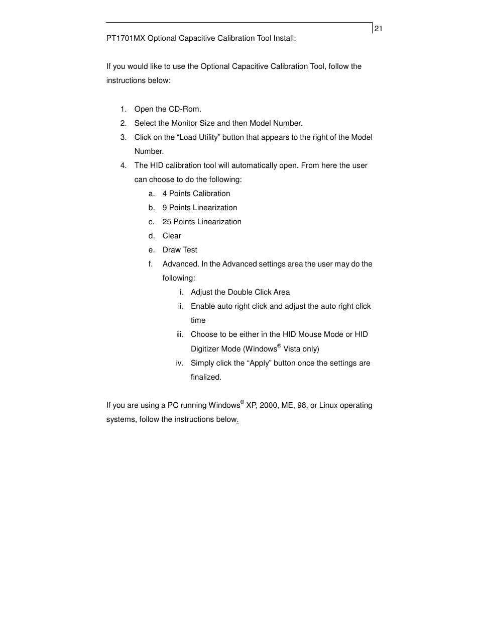 Planar TOUCH SCREEN LCD MONITORS PT1700MX User Manual | Page 23 / 28