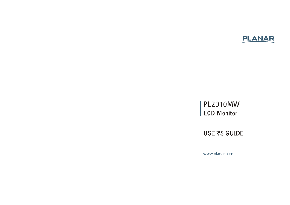 Planar PL2010MW User Manual | 18 pages