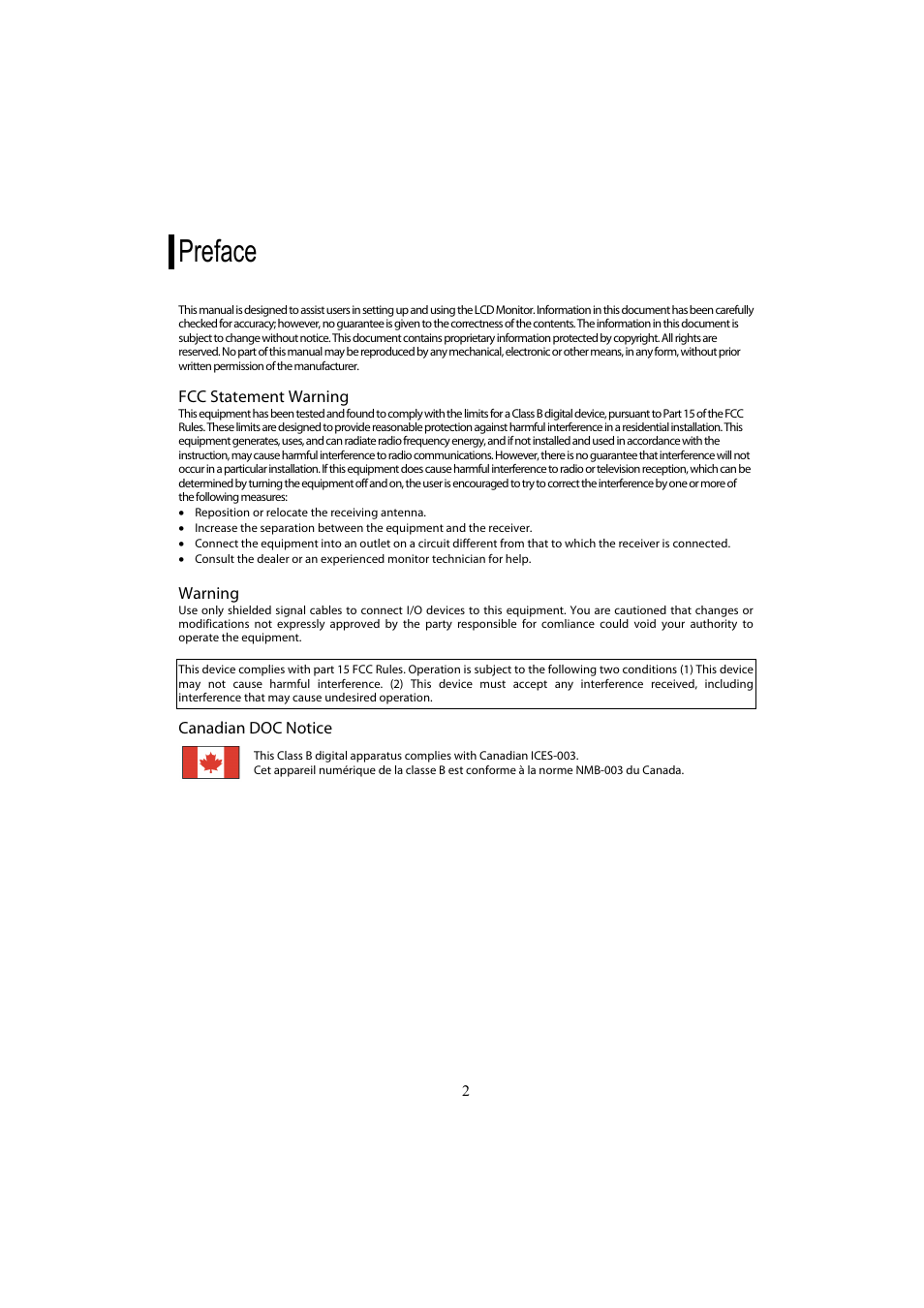 Preface | Planar PL2010MW User Manual | Page 3 / 18