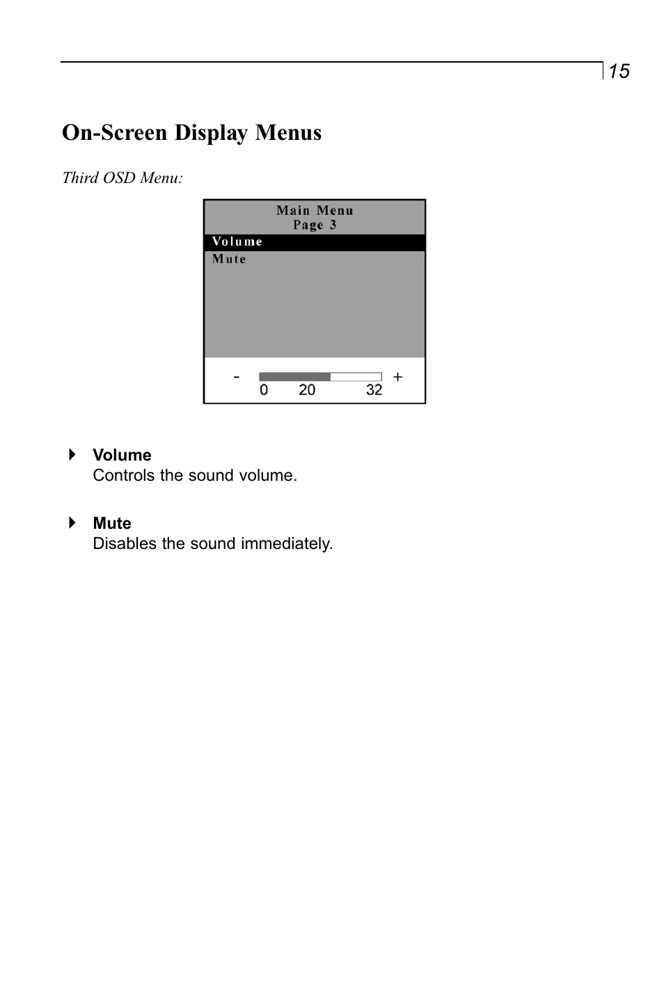 On-screen display menus | Planar LA1500RTR User Manual | Page 15 / 22