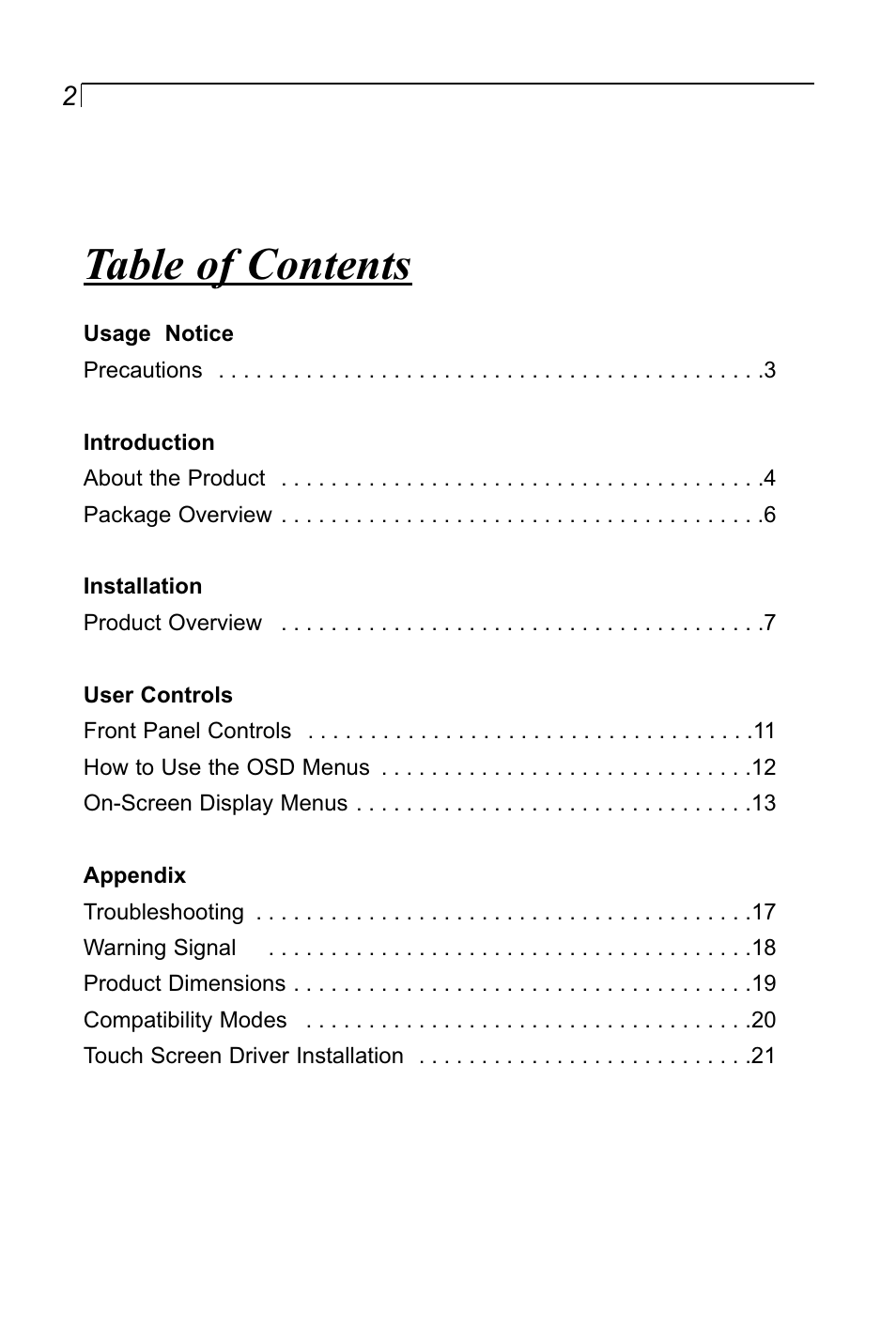 Planar LA1500RTR User Manual | Page 2 / 22