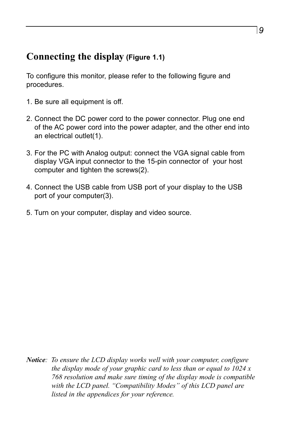 Connecting the display | Planar LA1500RTR User Manual | Page 9 / 22