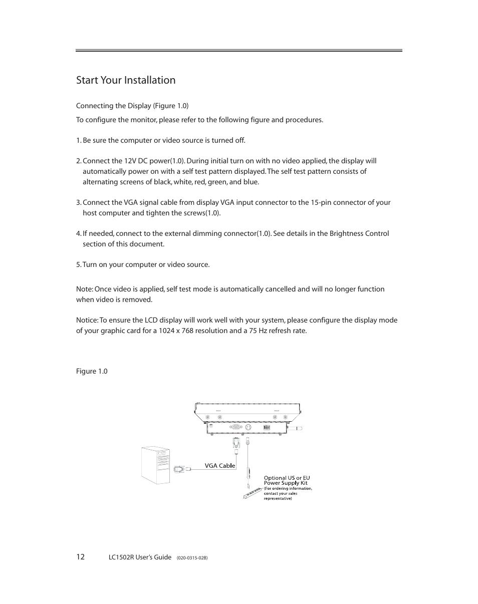 Start your installation | Planar LC1502R User Manual | Page 12 / 29