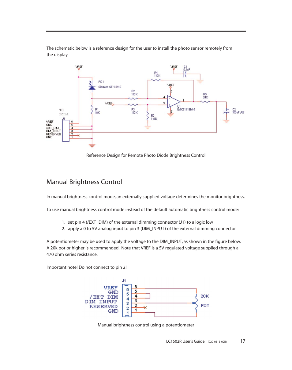 Manual brightness control | Planar LC1502R User Manual | Page 17 / 29