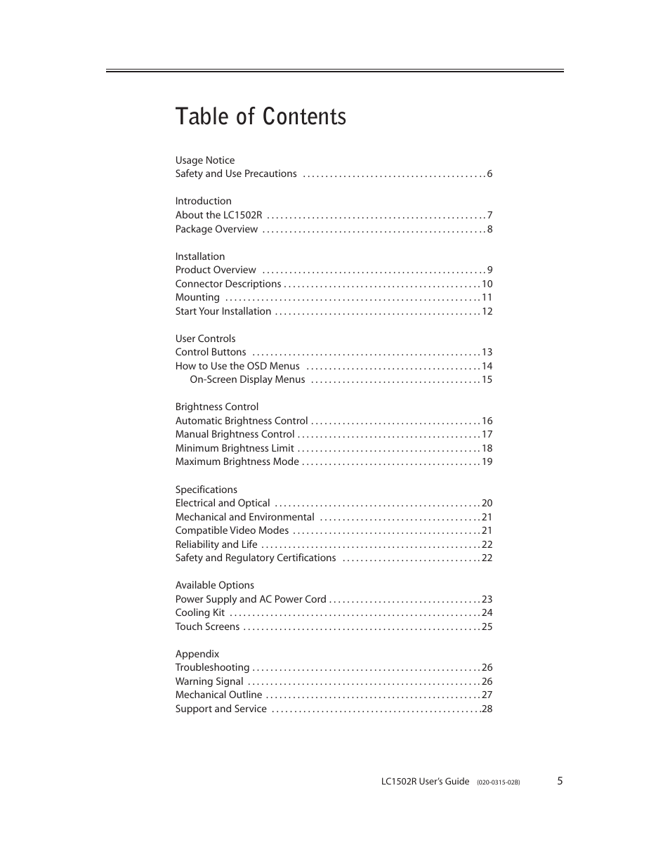 Planar LC1502R User Manual | Page 5 / 29