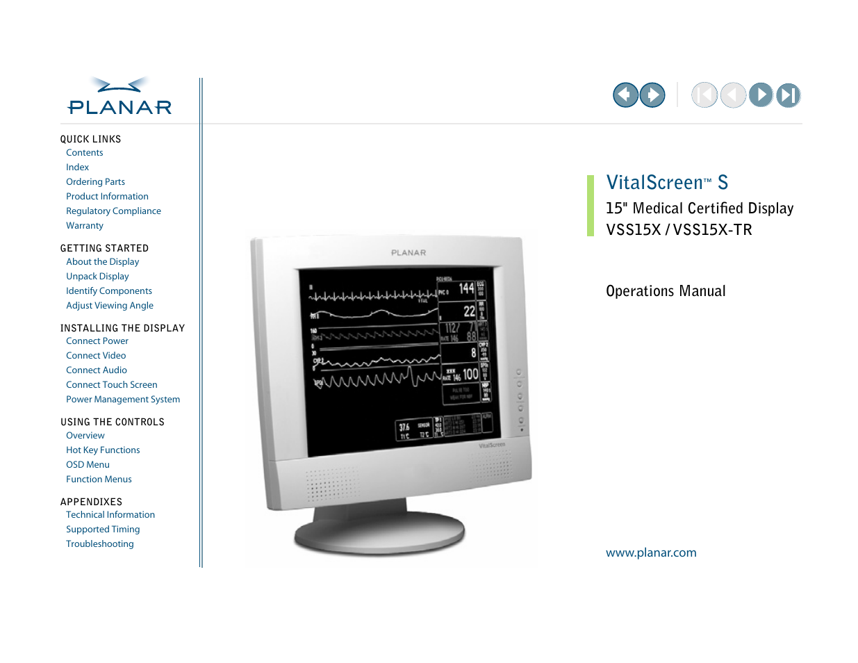 Planar VitalScreen VSS15X-TR User Manual | 38 pages