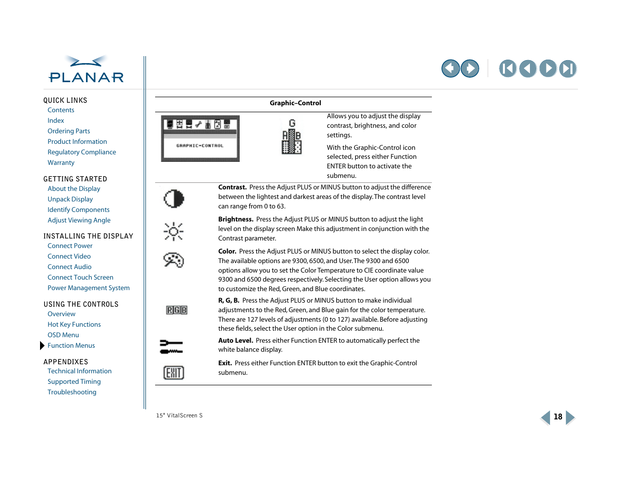 Graphic-control | Planar VitalScreen VSS15X-TR User Manual | Page 26 / 38