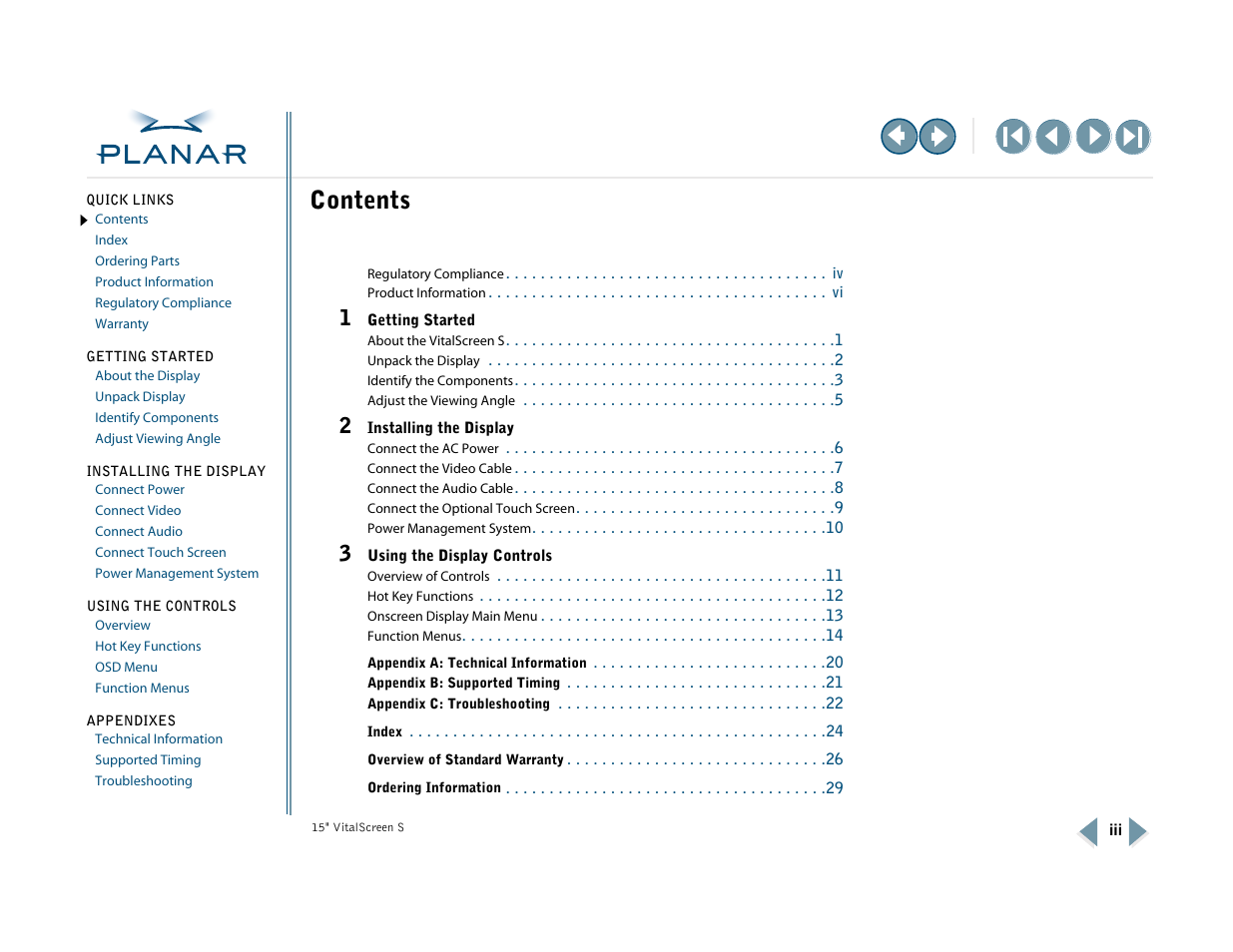 Planar VitalScreen VSS15X-TR User Manual | Page 3 / 38