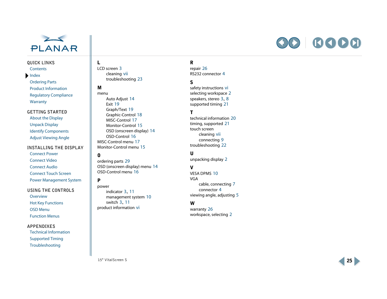 Planar VitalScreen VSS15X-TR User Manual | Page 33 / 38