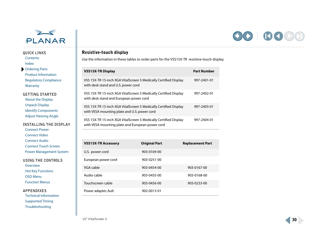 Resistive-touch display | Planar VitalScreen VSS15X-TR User Manual | Page 38 / 38