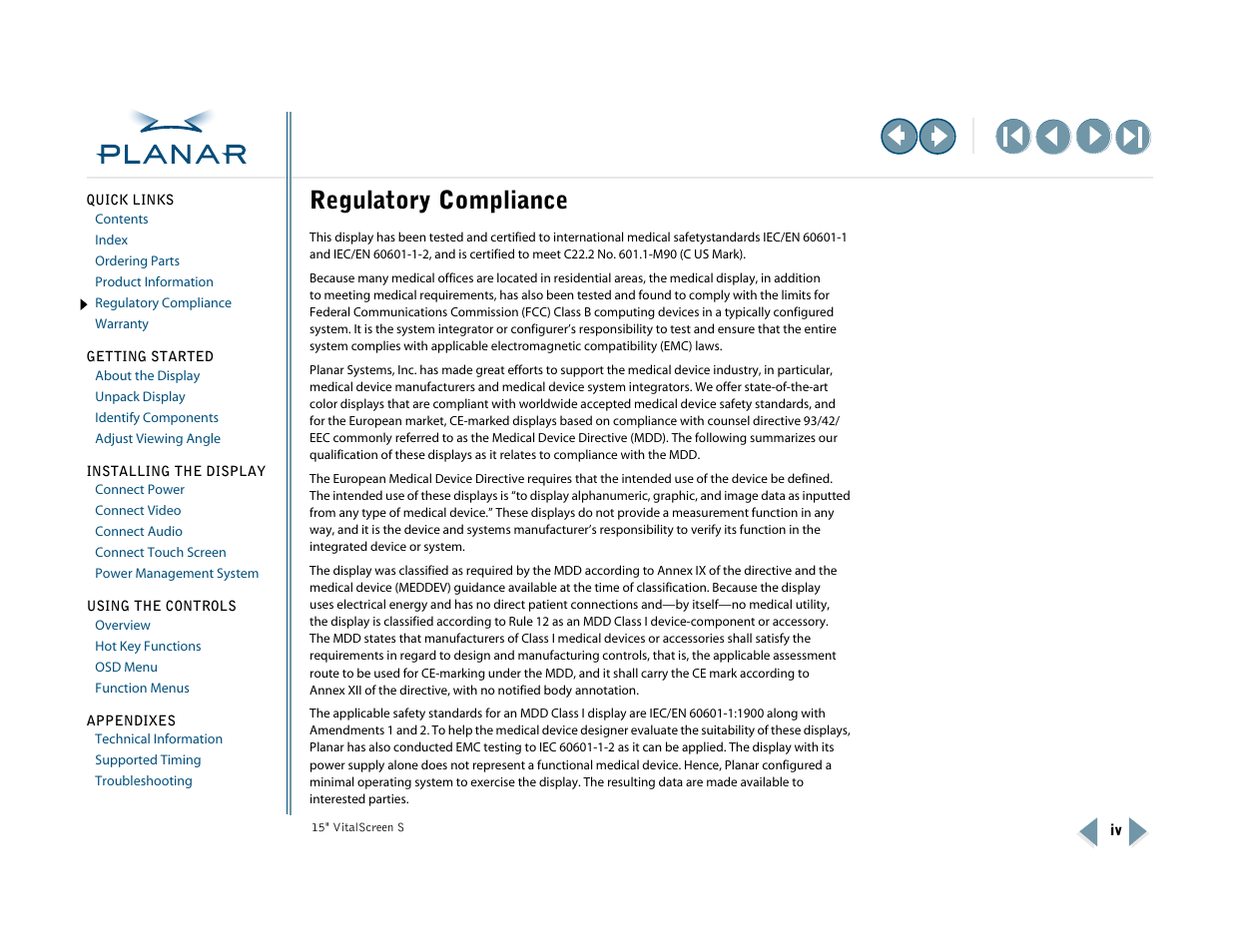 Regulatory compliance | Planar VitalScreen VSS15X-TR User Manual | Page 4 / 38