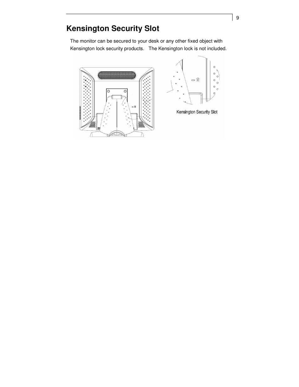 Kensington security slot | Planar PT1911MX User Manual | Page 11 / 30