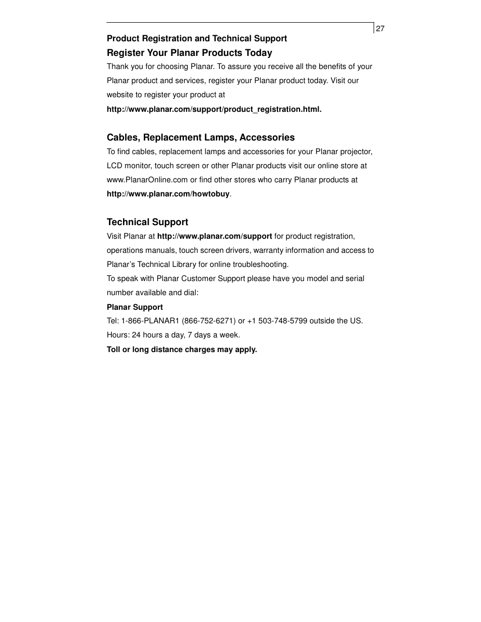 Planar PT1911MX User Manual | Page 29 / 30