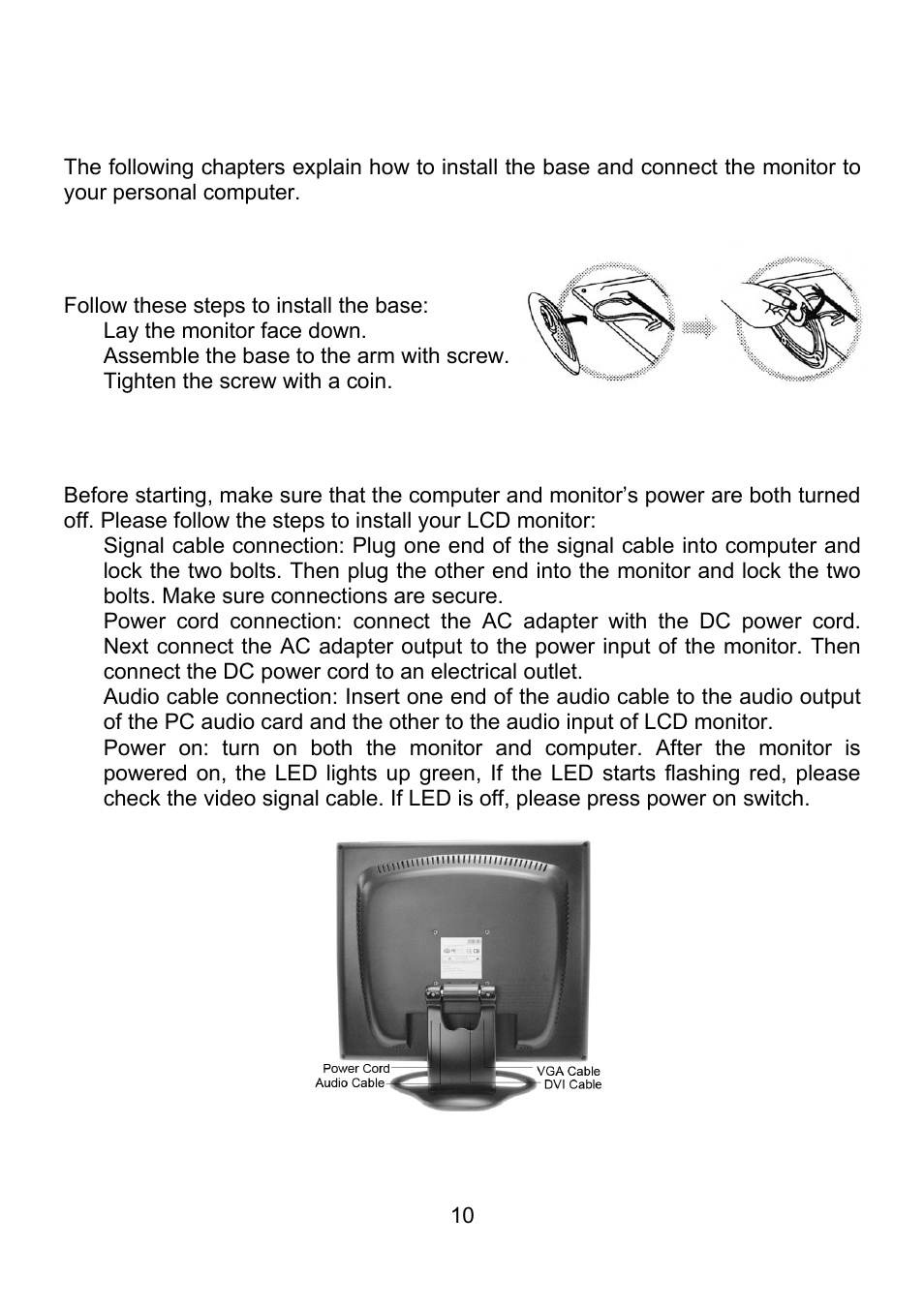 Installation | Planar PQ1710M User Manual | Page 10 / 21