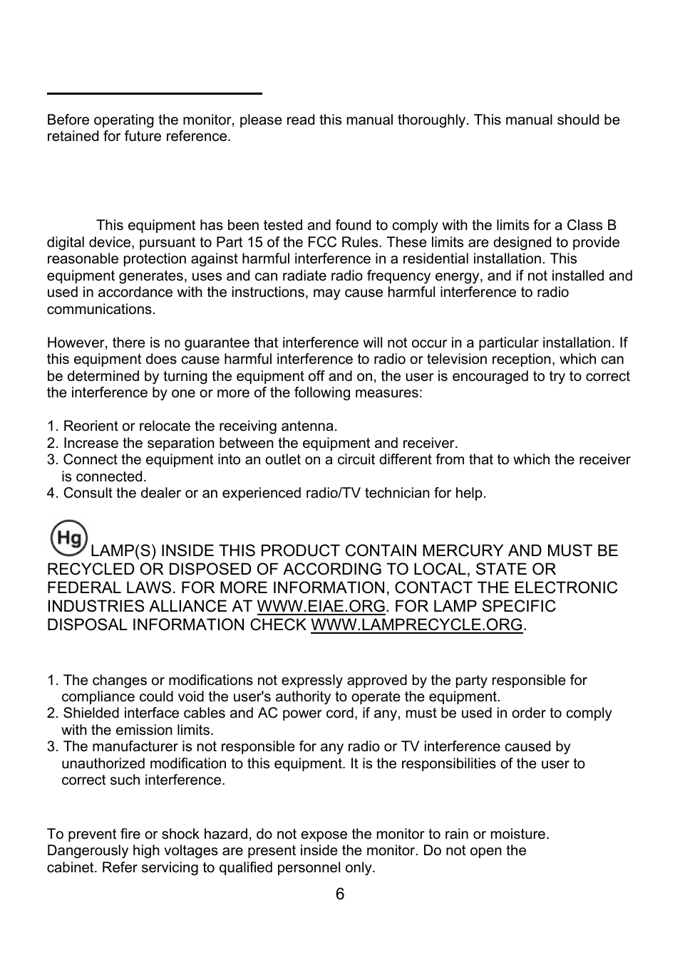 For your safety | Planar PQ1710M User Manual | Page 6 / 21