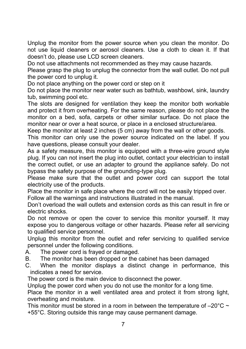 Planar PQ1710M User Manual | Page 7 / 21