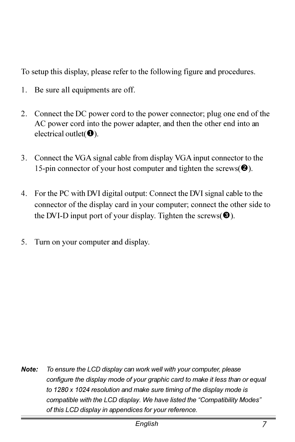 Connecting the display (figure 8.1) | Planar PX191 User Manual | Page 8 / 22