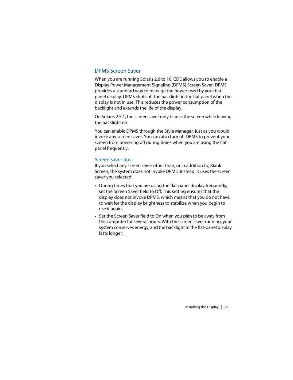 Dpms screen saver, Screen saver tips | Planar C3i/EX User Manual | Page 33 / 64