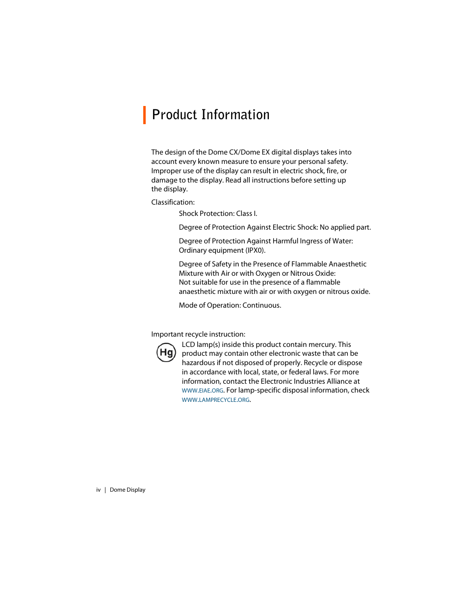 Product information | Planar C3i/EX User Manual | Page 4 / 64