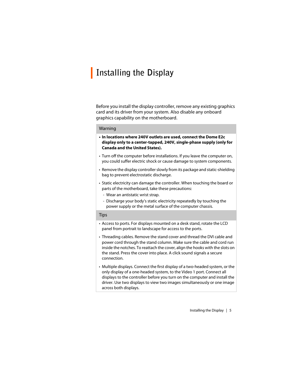 Installing the display | Planar E2c Display User Manual | Page 15 / 38