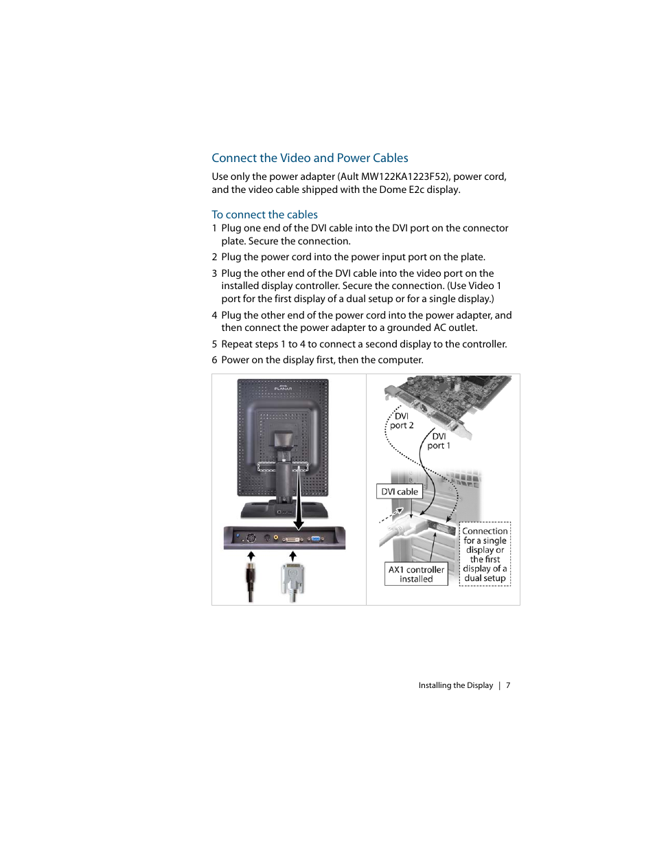 Connect the video and power cables | Planar E2c Display User Manual | Page 17 / 38