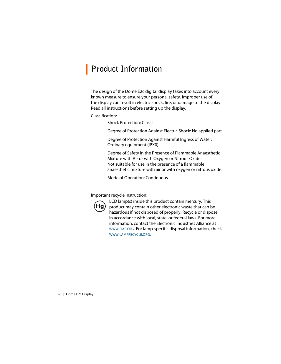 Product information | Planar E2c Display User Manual | Page 4 / 38
