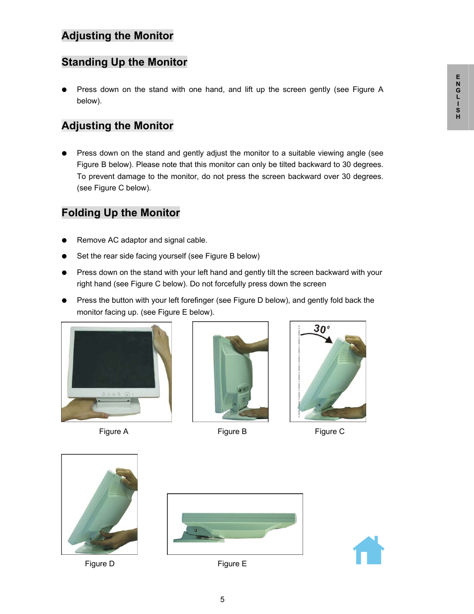 Cleaning the monitor, Adjusting the monitor standing up the monitor, Adjusting the monitor | Folding up the monitor | Planar PL150 User Manual | Page 6 / 17