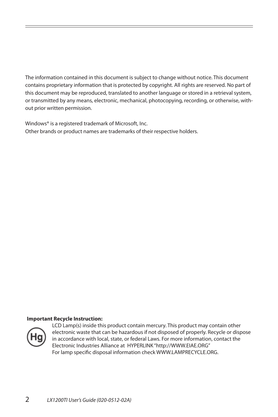 Planar LX1200TI User Manual | Page 2 / 29